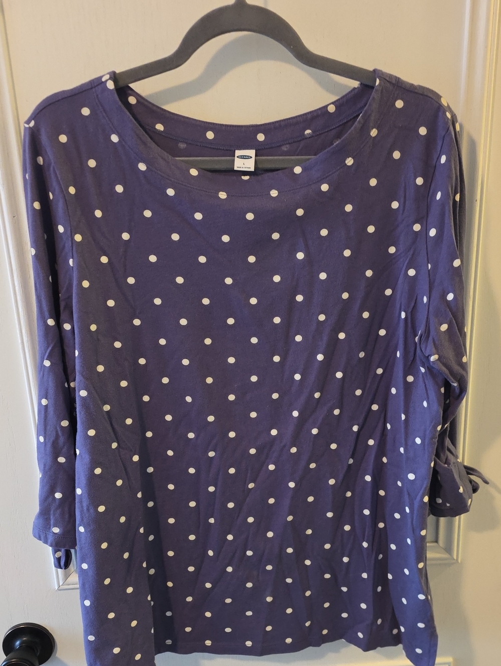 Old Navy 3 Quarter Sleeve Polka  Top - Purple with White Dots